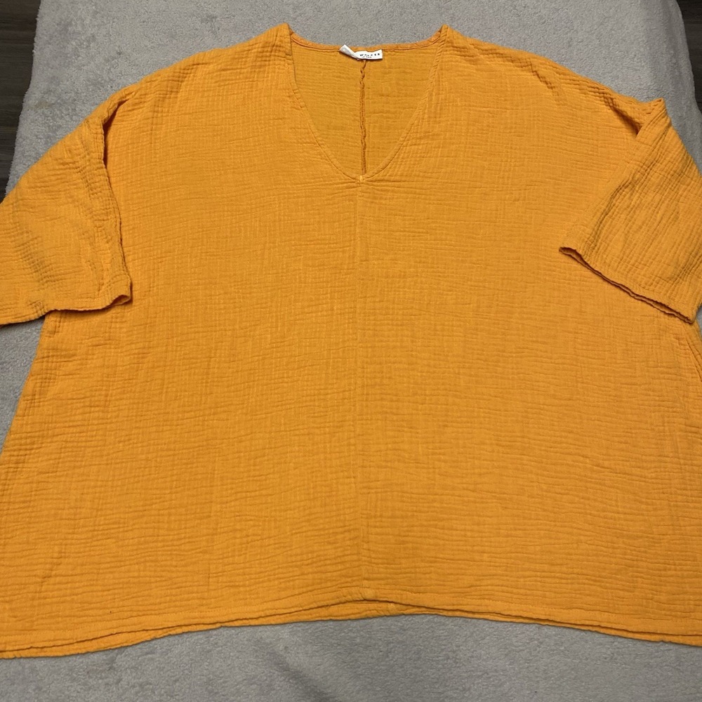 Bryn Walker Bax Tunic Top Medium Orange Gauze Oversized V Neck USA
